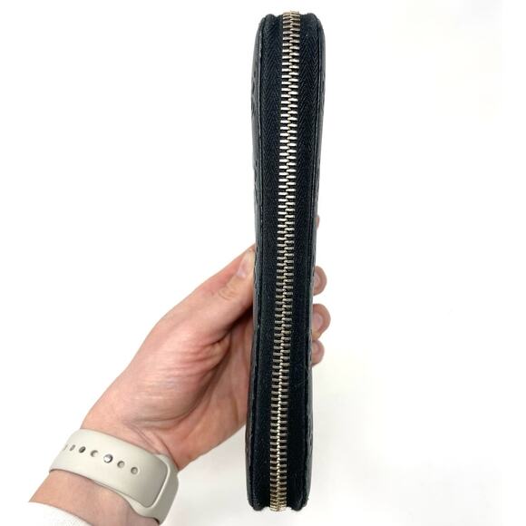 Gucci GG Monogram Guccissima Black Leather Zip Around Long Card Wallet Clutch - Picture 4 of 16